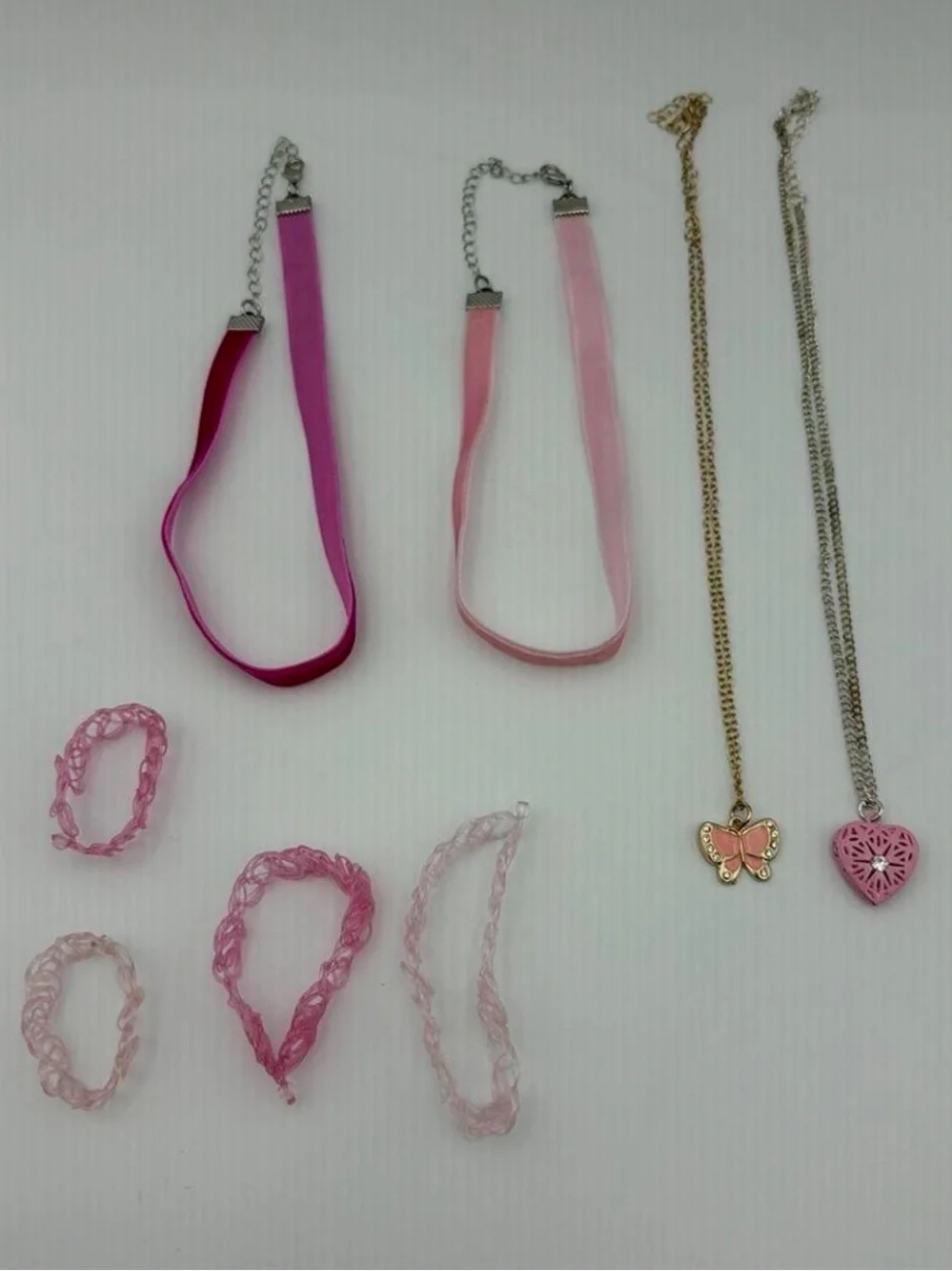 Pink Kids Necklace and Bracelet Charm Set